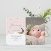 Sterren & Maan Blush Roze Meisje Fotodoop Kaart (Staand voorkant)