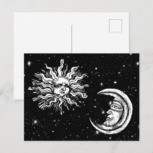 Sterren, maan en zon in het universum briefkaart (Voorkant / Achterkant)