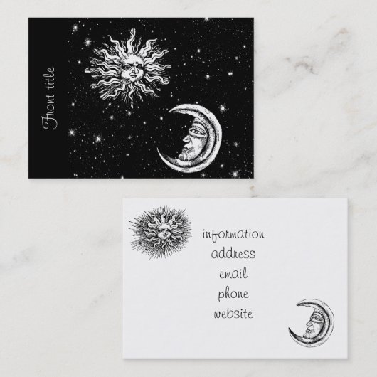 Sterren, maan en zon in het universum visitekaartje (Voorkant / Achterkant)