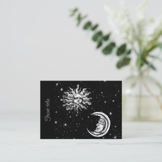 Sterren, maan en zon in het universum visitekaartje (Staand voorkant)