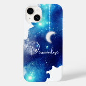 Sterren maan nacht hemel hemelstelsel blauw wit Case-Mate iPhone case (Achterkant)