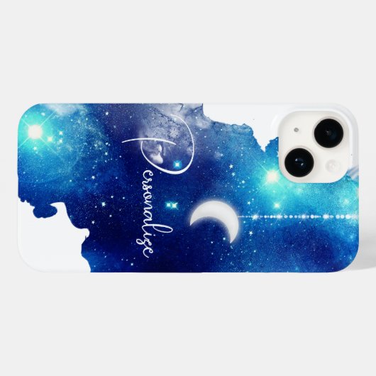 Sterren maan nacht hemel hemelstelsel blauw wit Case-Mate iPhone case (Achterkant (horizontaal))