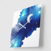 Sterren maan nacht hemel hemelstelsel blauw wit vierkante klok (Hoek)