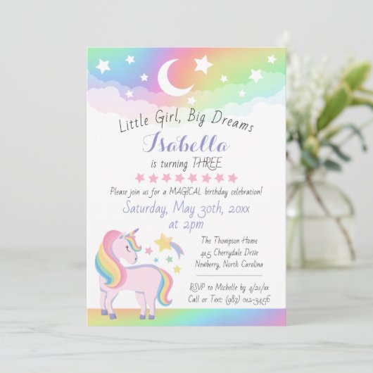 Sterren & Maan Regenboog Hemel Magische Eenhoorn V Kaart (Staand voorkant)