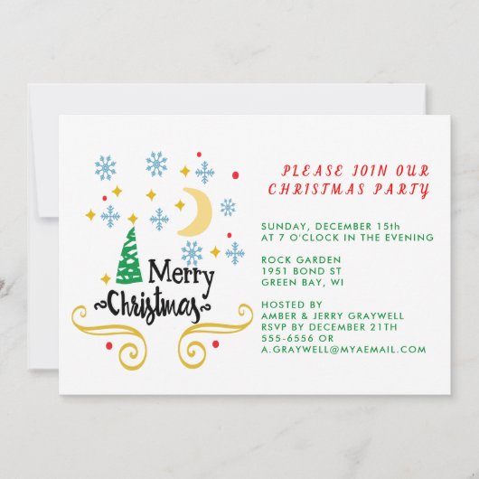 Sterren, Maan, Snowflakes en Zuurkerst, ZPR Kaart (Voorkant)