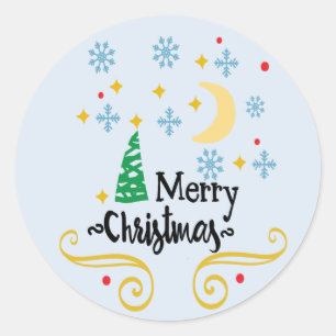 Sterren, Maan, Snowflakes en Zuurkerst, ZSSG Ronde Sticker
