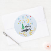Sterren, Maan, Snowflakes en Zuurkerst, ZSSG Ronde Sticker (Envelop)