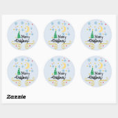 Sterren, Maan, Snowflakes en Zuurkerst, ZSSG Ronde Sticker (Vel)