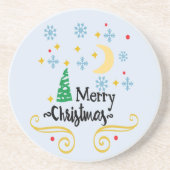 Sterren, Maan, Snowflakes en Zuurkerst, ZSSG Zandsteen Onderzetter (Voorkant)