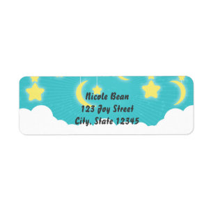 Sterren Maan & Wolken Baby Shower Adreslabels Etiket