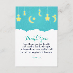Sterren Maan & Wolken Baby Shower bedankkaart