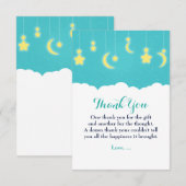 Sterren Maan & Wolken Baby Shower bedankkaart (Voorkant / Achterkant)