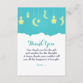 Sterren Maan & Wolken Baby Shower Dankkaart Bedankkaart