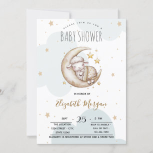 Sterren Maan Wolken Klein Schaap Baby Shower Kaart