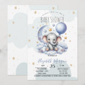 Sterren Maan Wolken Teddybeer Baby Shower Kaart (Voorkant / Achterkant)