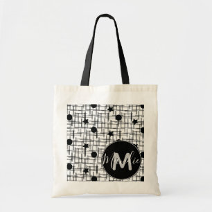 Sterren Maan Zwart en Wit Naam Bibliotheek Boeken Tote Bag