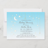 Sterren maanblauwe jongen baby shower uitnodiging (Voorkant)