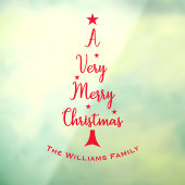 Sterren met kerstboomscript, familie rood raamsticker (Vel 3)