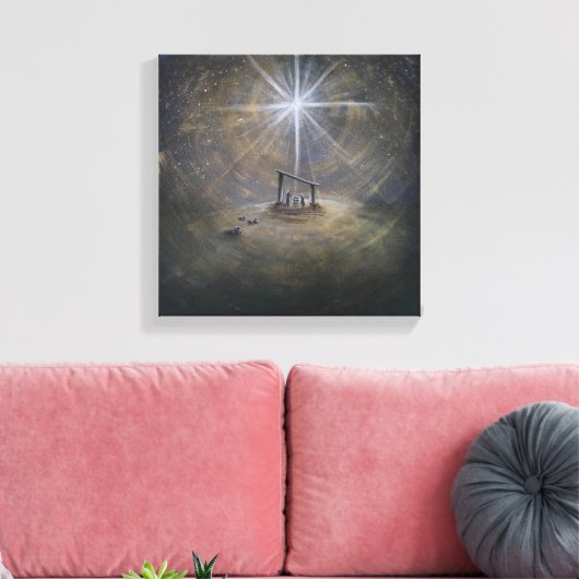Sterren met kersttasschroef canvas afdruk (Insitu (Woonkamer))