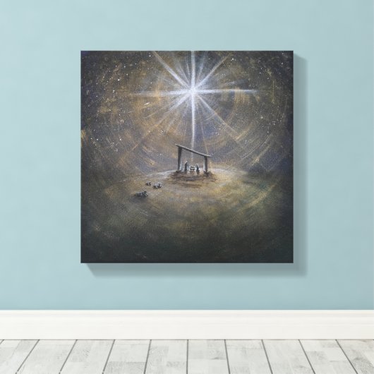 Sterren met kersttasschroef canvas afdruk (Insitu (Houten vloer))