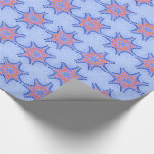 STERREN MET RODE BLAUWE BLOEMEN CADEAUPAPIER (Hoek)