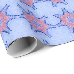 STERREN MET RODE BLAUWE BLOEMEN CADEAUPAPIER