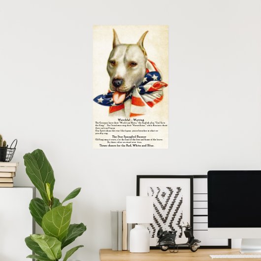  sterren met schuine streep Banner Pit Bull Dog 2  Poster (Thuiskantoor)