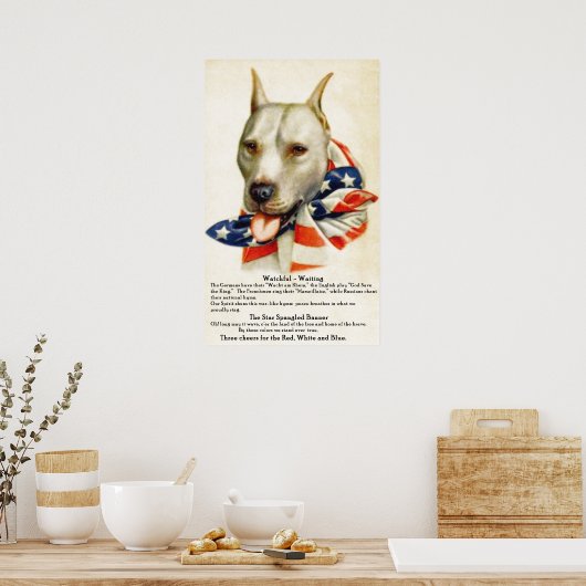  sterren met schuine streep Banner Pit Bull Dog 2  Poster (Keuken)