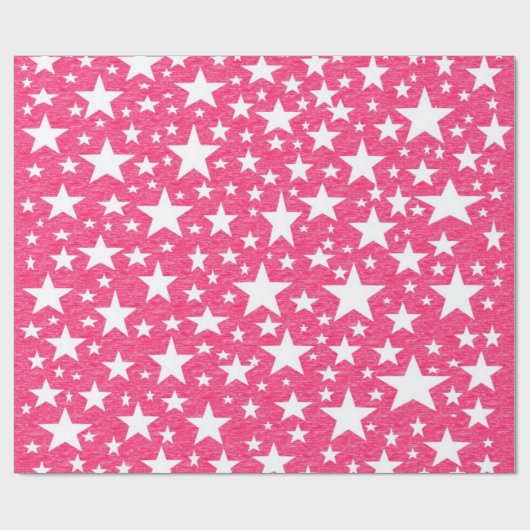 Sterren met warmroze achtergrondpapier cadeaupapier (Vlak)
