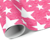Sterren met warmroze achtergrondpapier cadeaupapier (Rol Hoek)