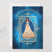 Sterren Midnight Blue Quinceañera Uitnodiging (Voorkant)