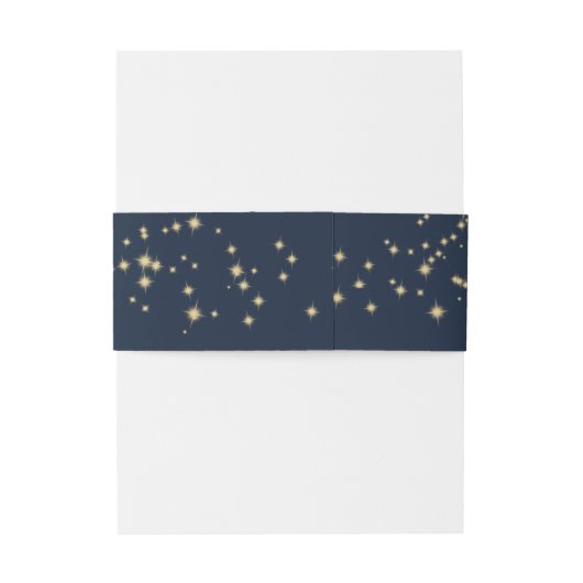 Sterren Midnight Sky Navy Blue Bruiloft Uitnodigingen Wikkel (Achterkant Voorbeeld)