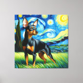 Sterren miniatuur Pinscher hondenportret Canvas Afdruk (Voorkant)