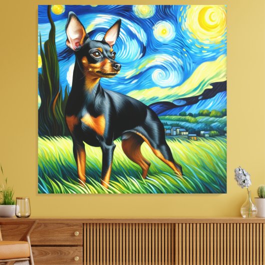 Sterren miniatuur Pinscher hondenportret Canvas Afdruk (Insitu (Woonkamer))