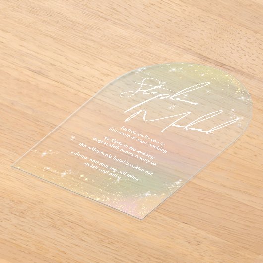 Sterren Moderne bruiloft acryl uitnodiging (Laagn)