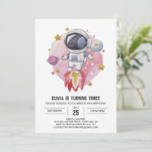 Sterren Moderne Explorer Astronaut Verjaardag Kaart (Staand voorkant)