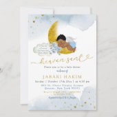 Sterren Moon Blue African Angel Boy Baby shower Kaart (Voorkant)
