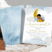 Sterren Moon Blue African Angel Boy Baby shower Kaart