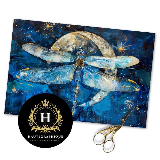 Sterren Moon Blue Dragonfly  Decoupage Tissuepapier