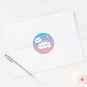 Sterren Moon Bunny Roze Blauw Goud Baby shower Ronde Sticker (Envelop)