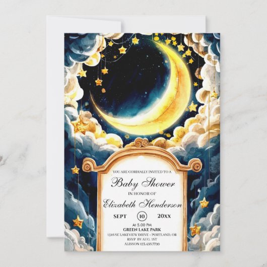 Sterren Moon Celestial Baby shower Kaart (Voorkant)