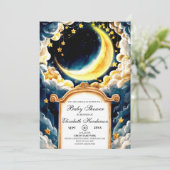 Sterren Moon Celestial Baby shower Kaart (Staand voorkant)