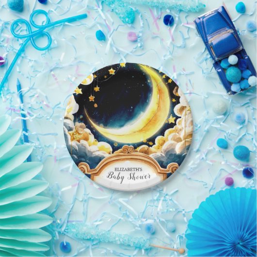 Sterren Moon Celestial Baby shower Papieren Bordje (Feest)