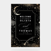 Sterren Moon Celestial Black Wedding Welkomstbord Acryl Bord (Voorkant)