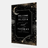 Sterren Moon Celestial Black Wedding Welkomstbord Acryl Bord (Hoek)