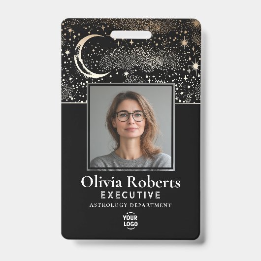 Sterren Moon Celestial Night ID Bedrijfsbeveiligin Badge (Voorzijde)