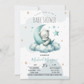 Sterren Moon Clouds Groene Teddybeer Baby shower Kaart (Voorkant)