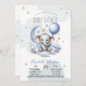 Sterren Moon Clouds Teddy Bear Baby shower Kaart (Voorkant / Achterkant)