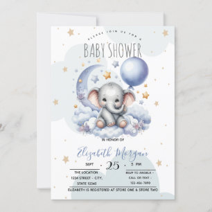 Sterren Moon Clouds Teddy Bear Baby shower Kaart