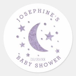 Sterren Moon Lavender Baby shower Favor Tags Ronde Sticker